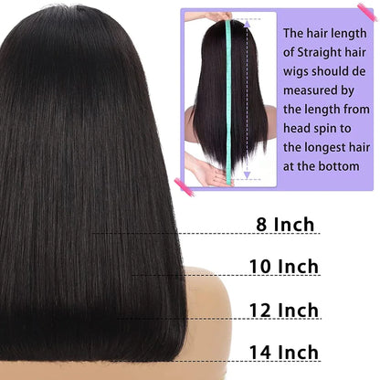 Bob wig with 13x4 HD lace front, straight human hair, 150% density, short, natural, elegant and easy to wear. - TiDealz