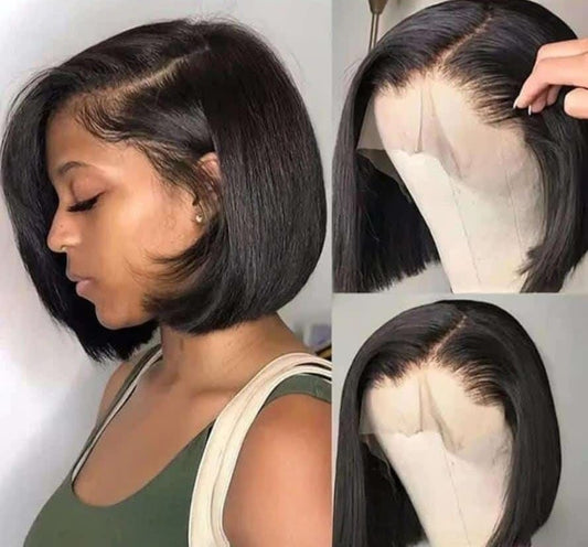 Bob wig with 13x4 HD lace front, straight human hair, short, natural, elegant and easy to wear.