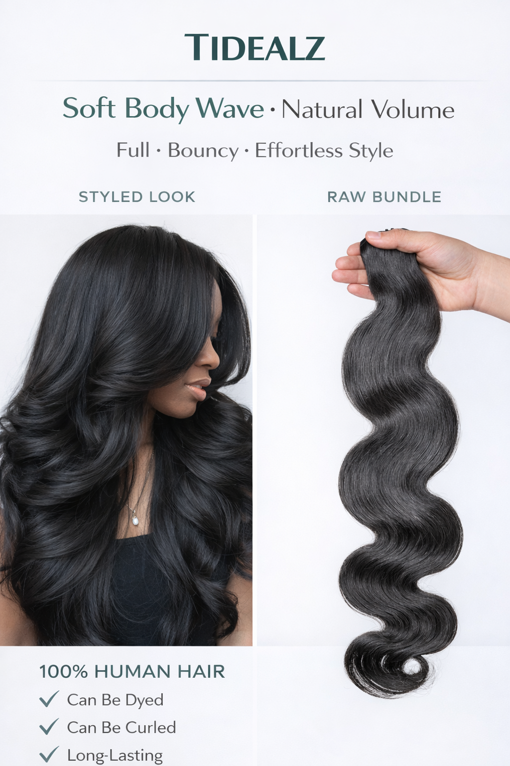 14 Inch Body Wave Clip-In Human Hair Extensions – Remy Seamless PU Weft Natural Black (110g 6pcs) | TiDealz TiDealz