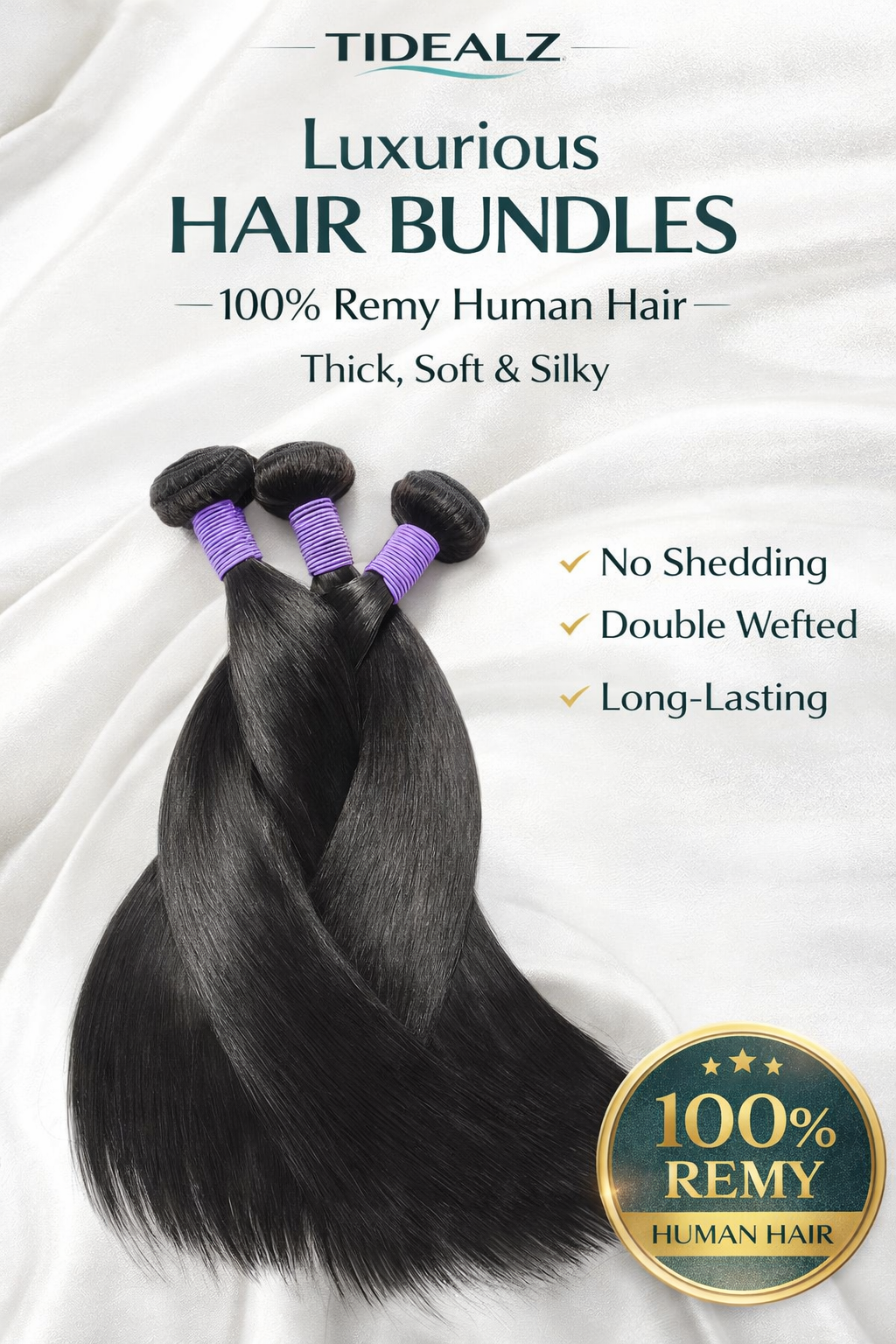 12A Straight Human Hair Bundles 12–16 Inch – Brazilian Virgin Remy Hair Extensions (Natural Black) | TiDealz TiDealz
