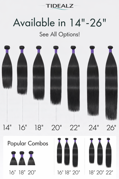 12A Straight Human Hair Bundles 12–16 Inch – Brazilian Virgin Remy Hair Extensions (Natural Black) | TiDealz TiDealz