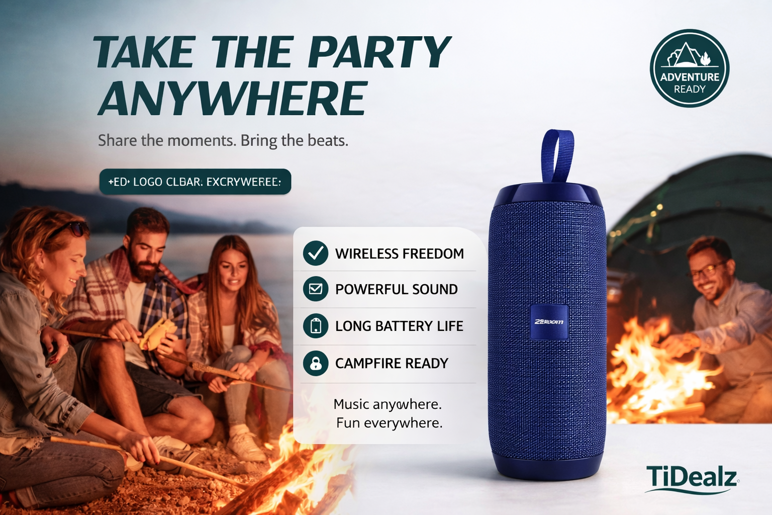 2Boom Jammin’ Wireless Portable Speaker Deep Bass Bluetooth 5.3 Travel Speaker Black Red | TiDealz 2Boom