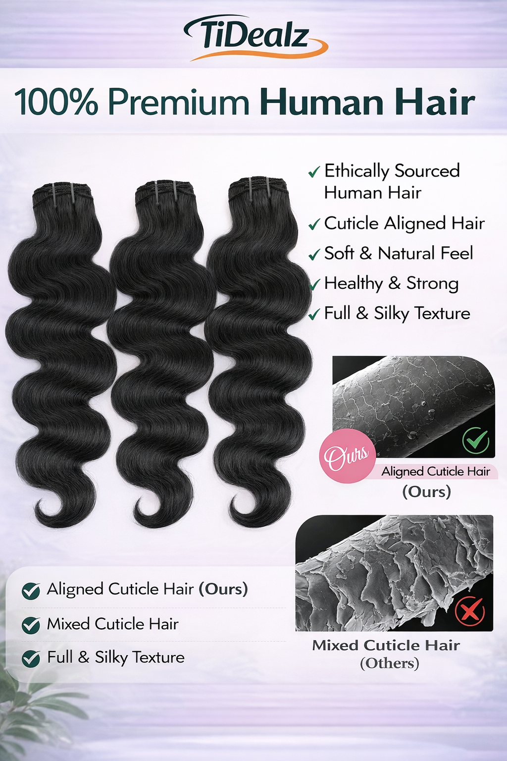 16 Inch Body Wave Clip-In Human Hair Extensions – 1B Natural Black Brazilian Remy Hair (8pcs Set) | TiDealz TiDealz