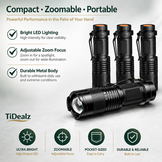 Tactical LED Flashlight Aluminum Zoomable Beam 3 Mode Light | TiDealz