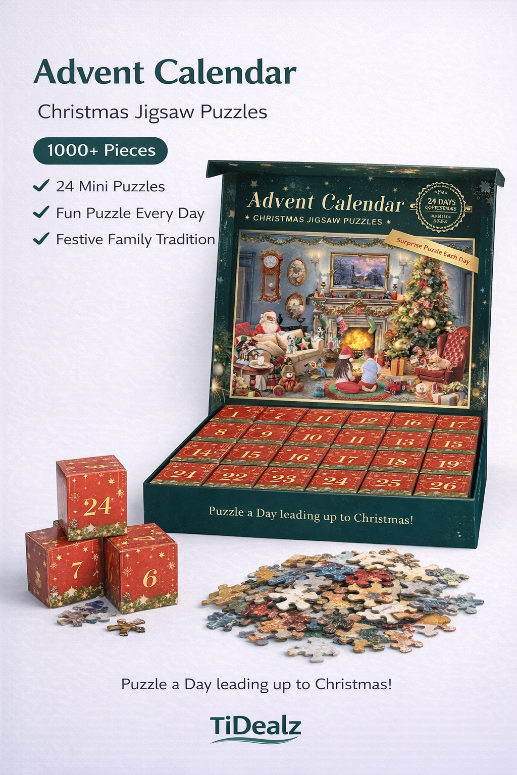 Christmas Advent Calendar Puzzle 2024 – 1008 Piece Holiday Jigsaw Puzzle for Kids & Adults | TiDealz TiDealz