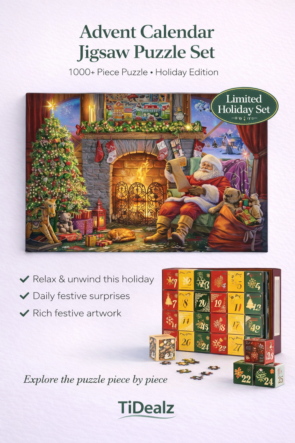 Christmas Advent Calendar Puzzle 2024 – 1008 Piece Holiday Jigsaw Puzzle for Kids & Adults | TiDealz TiDealz