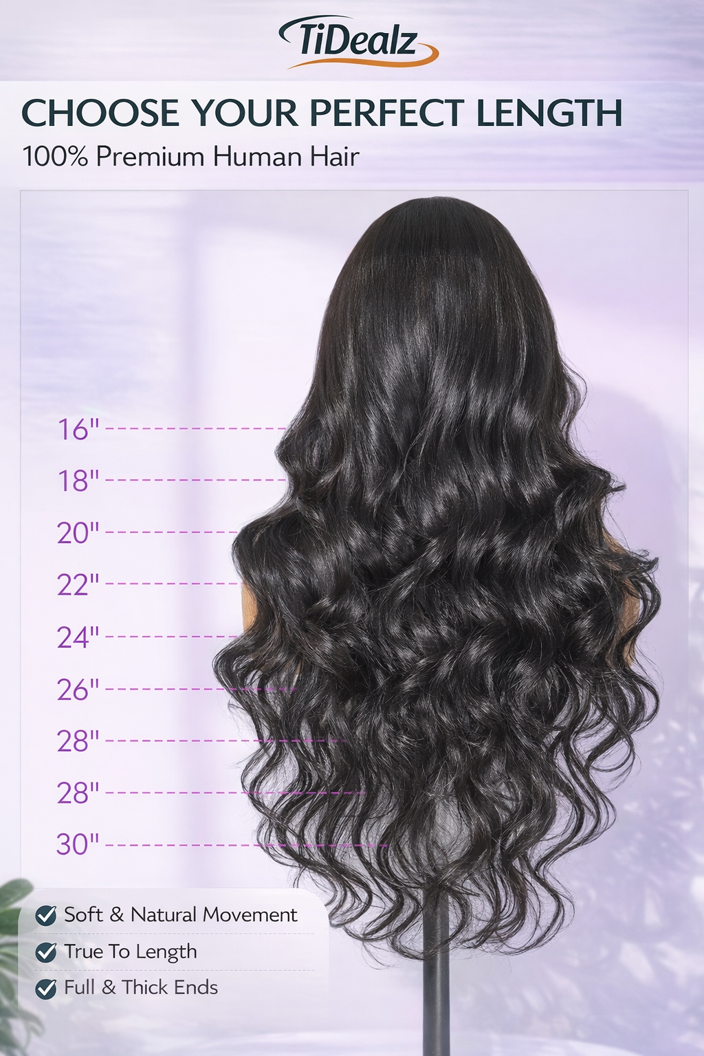 16 Inch Loose Body Wave Glueless Lace Wig Human Hair – 7x6 HD Lace Front Wig 200% Density (Natural Black) | TiDealz TiDealz