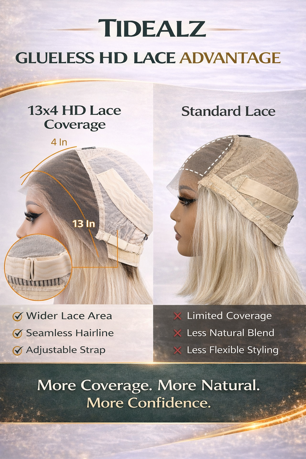 10 Inch Platinum Blonde Bob Lace Front Wig Human Hair – 13x4 Glueless 613 Straight Wig 180% Density | TiDealz TiDealz
