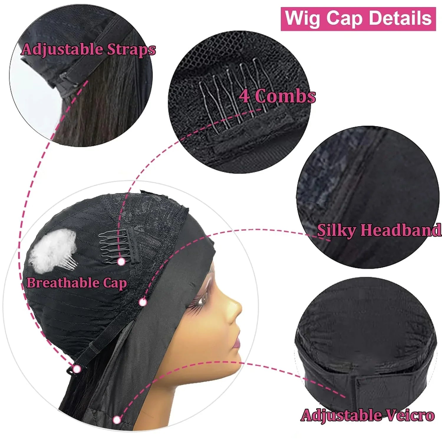 Straight headband wig, 150% density, virgin human hair, glueless, adjustable medium cap, comes with headband and false eyelashes.20 Inches - TiDealz