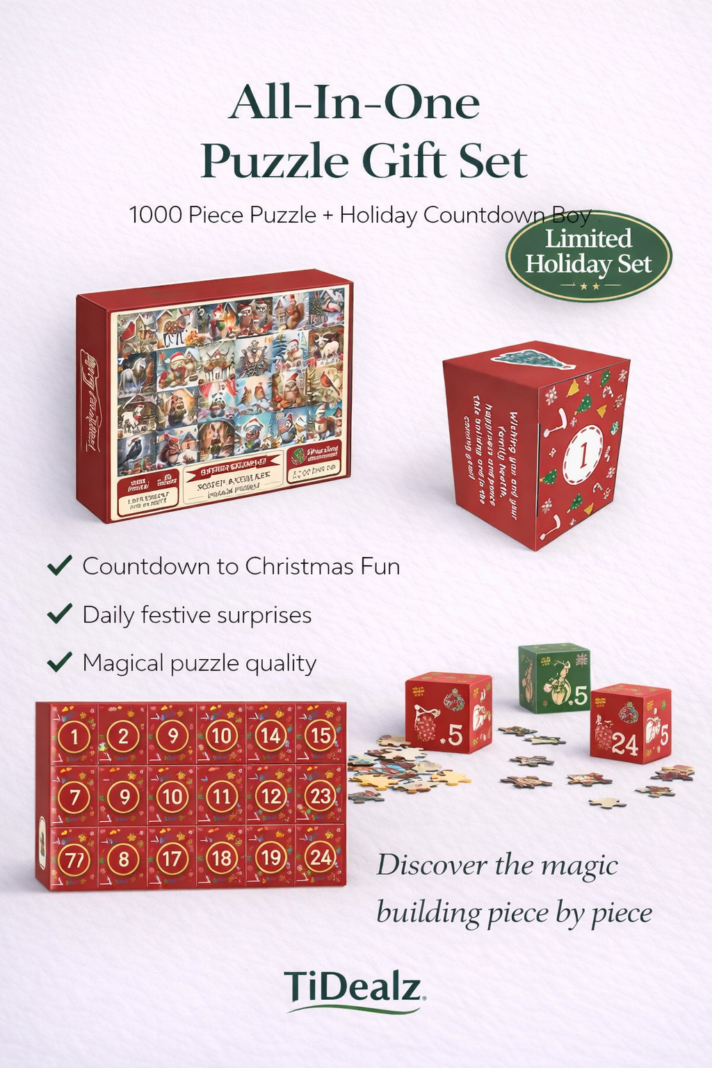 Christmas Advent Calendar Puzzle 2024 – 1008 Piece Holiday Jigsaw Puzzle for Kids & Adults | TiDealz TiDealz