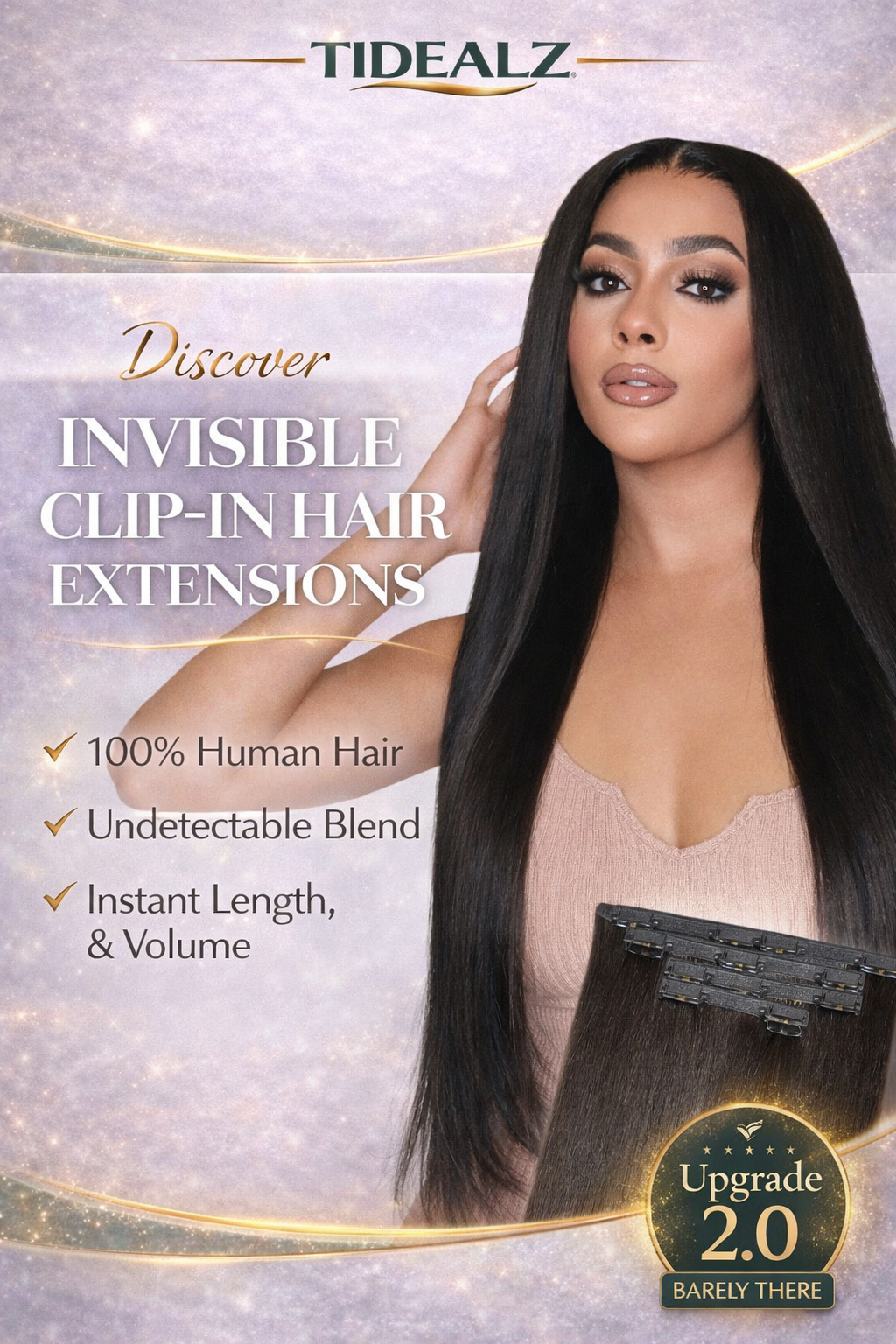 14 Inch Yaki Straight Clip-In Human Hair Extensions – Remy Invisible Clip Ins Natural Black (110g 6pcs) | TiDealz TiDealz