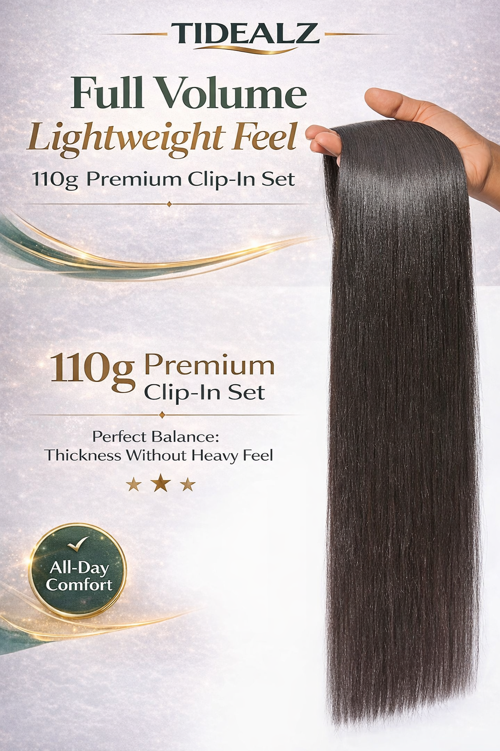 14 Inch Yaki Straight Clip-In Human Hair Extensions – Remy Invisible Clip Ins Natural Black (110g 6pcs) | TiDealz TiDealz