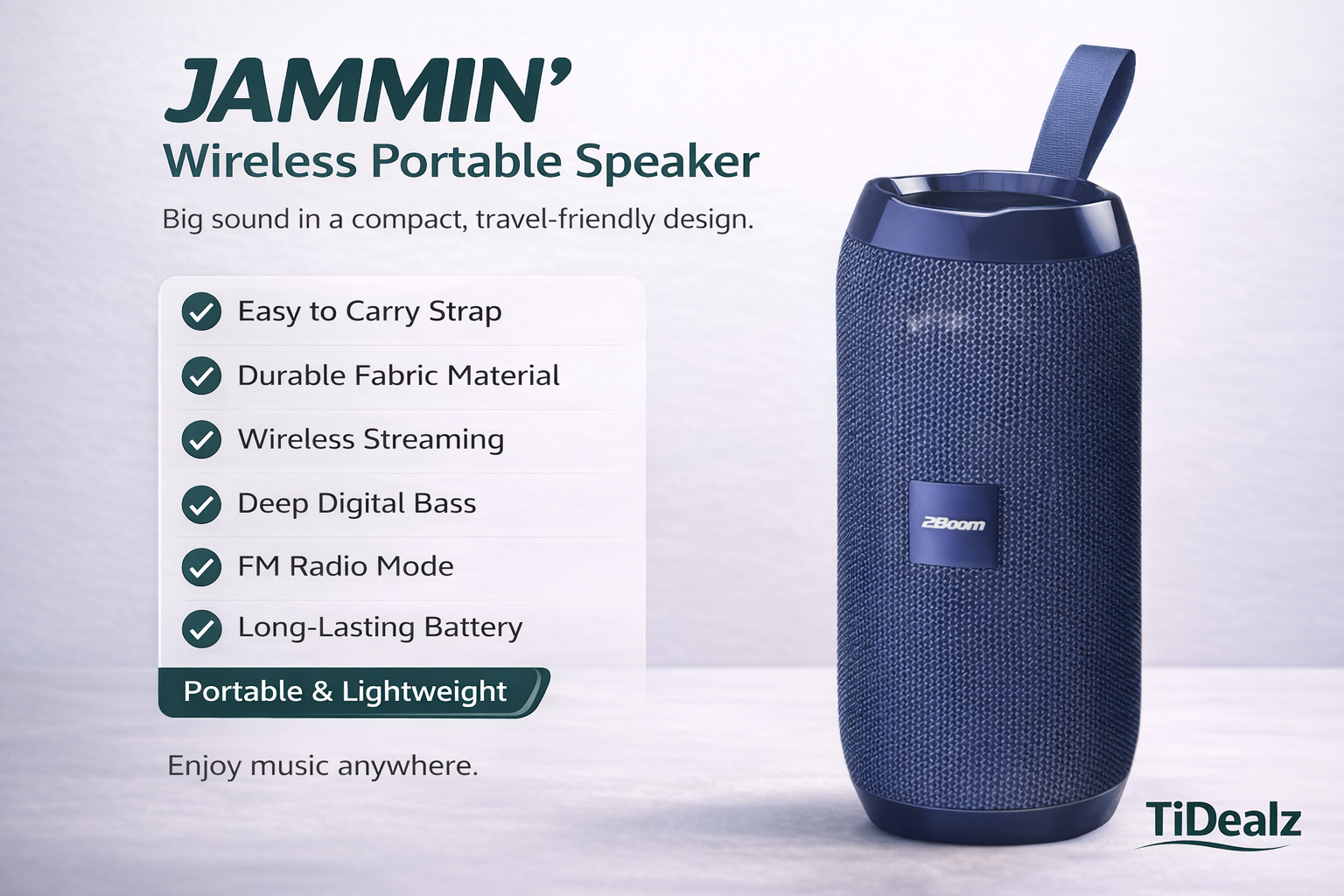 2Boom Jammin’ Wireless Portable Speaker Deep Bass Bluetooth 5.3 Travel Speaker Black Red | TiDealz 2Boom