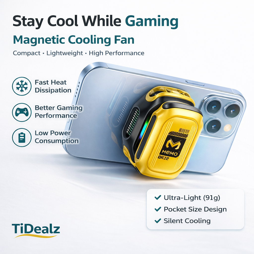 Magnetic Phone Cooler CX12MEMO CX12 Magnetic Phone Cooler – Rechargeable Gaming Radiator with RGB & Temperature Display | TiDealz 2025  – Rechargeable Mobile Radiator with RGB LED TiDealz