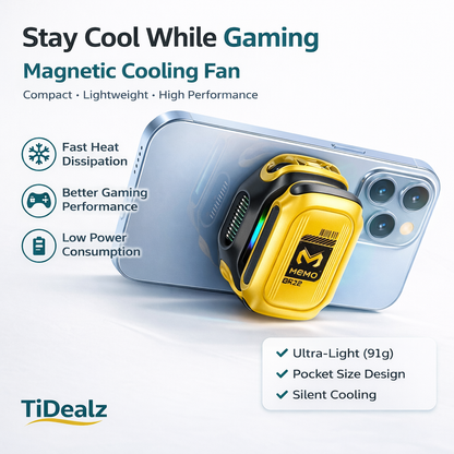 Magnetic Phone Cooler CX12MEMO CX12 Magnetic Phone Cooler – Rechargeable Gaming Radiator with RGB & Temperature Display | TiDealz 2025  – Rechargeable Mobile Radiator with RGB LED TiDealz