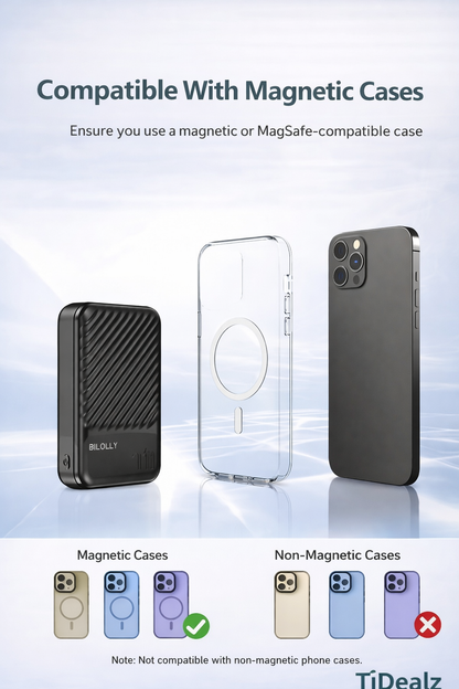15000mAh Magnetic Power Bank 30W – Fast Charging Wireless Portable Charger USB-C (BILOLLY) | TiDealz TiDealz