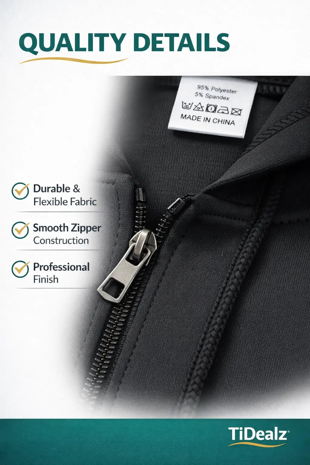 Men’s SECURITY Hooded Jacket Black Zip Hoodie Tactical Style Polyester Blend | TiDealz TiDealz