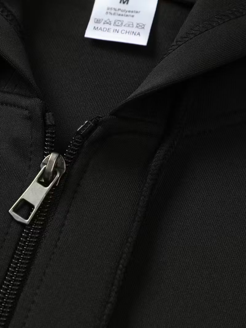 Men’s “SECURITY” Hooded Jacket – Black Zip-Up Casual Coat with Polyester Lining - TiDealz