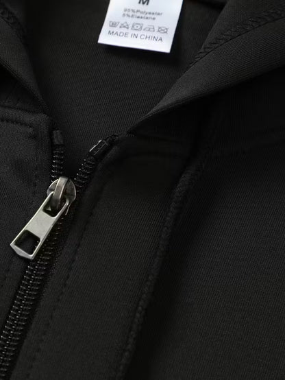 Men’s “SECURITY” Hooded Jacket – Black Zip-Up Casual Coat with Polyester Lining - TiDealz