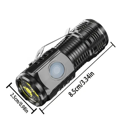 Mini LED Tactical Flashlight – USB Rechargeable, High-Power Compact Light with Clip