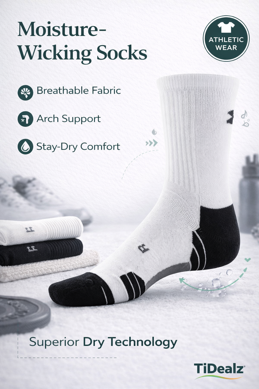 Under Armour Youth Team Crew Sports Socks 1 Pairs – Cushioned Performance Socks for Training (White/Black) | TiDealz - TiDealz