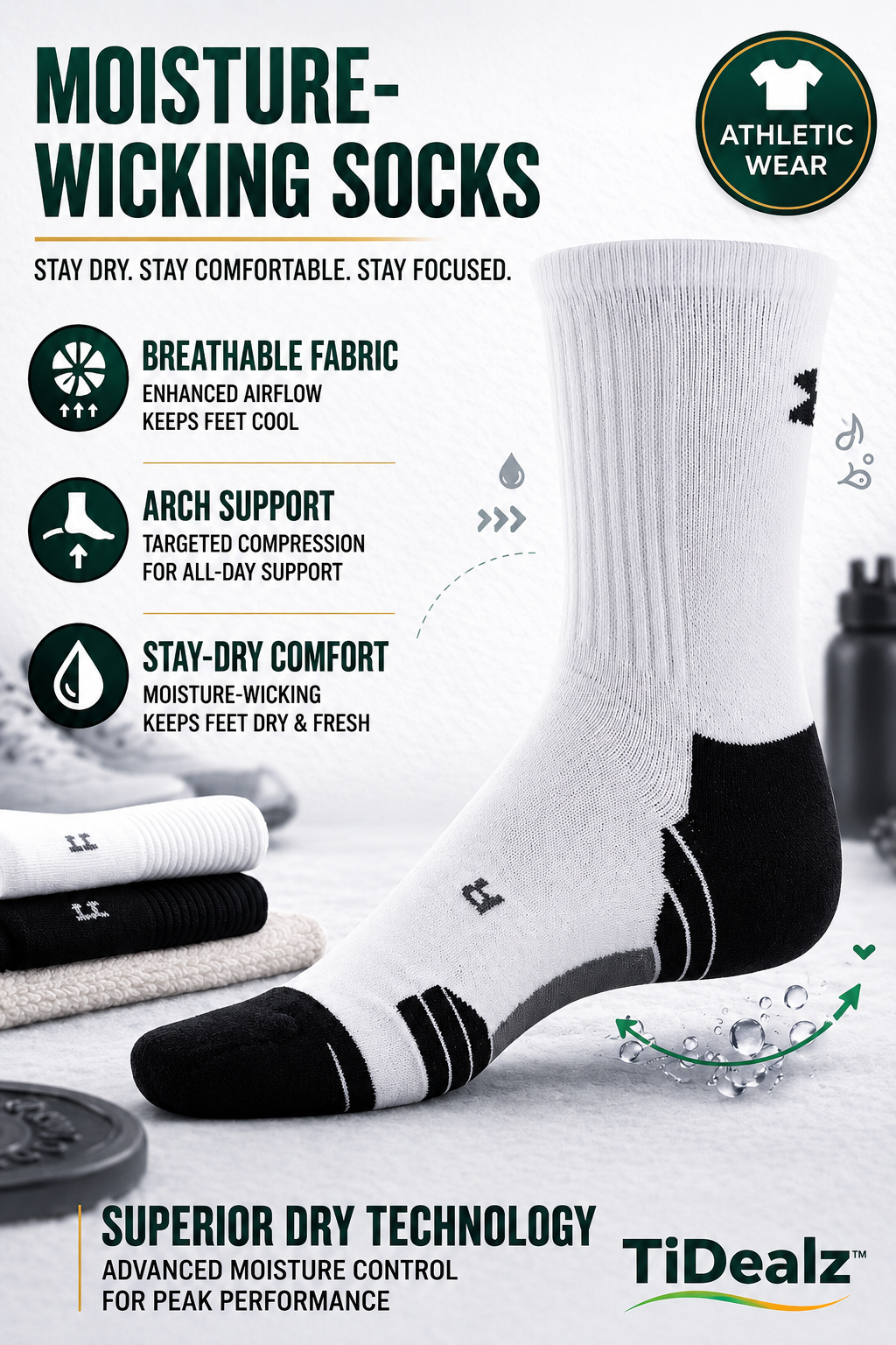 Under ArmouUnder Armour Youth SporYouth Socks Team Crew Sports 1 Pairs – Cushioned Performance Socks for Training (White/Black) | TiDealz
