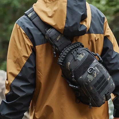 Multi-Functional Outdoor Sports Chest Bag – Durable Tear-Resistant Polyester with Multiple Pockets & 2 American Flag Patches