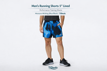 New Balance Men’s Running Shorts 5” Lined – Performance Training Shorts Moisture-Wicking (Blue/Black) | TiDealz New Balance