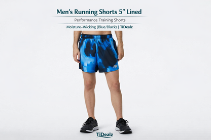New Balance Men’s Running Shorts 5” Lined – Performance Training Shorts Moisture-Wicking (Blue/Black) | TiDealz New Balance