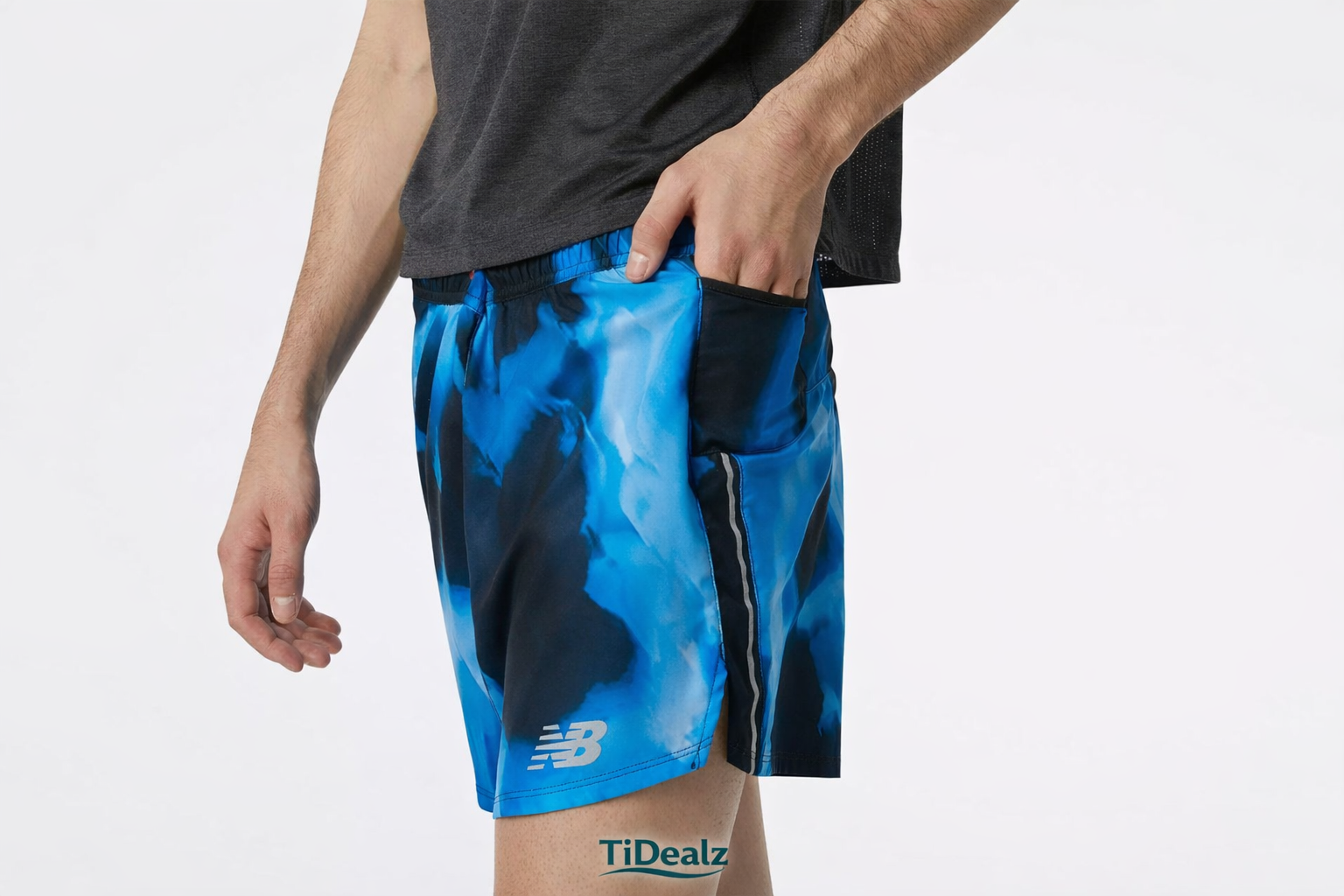New Balance Men’s Running Shorts 5” Lined – Performance Training Shorts Moisture-Wicking (Blue/Black) | TiDealz New Balance