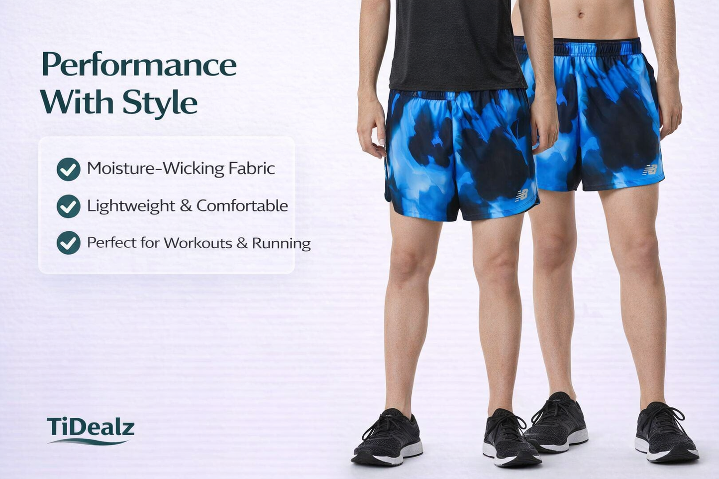 New Balance Men’s Running Shorts 5” Lined – Performance Training Shorts Moisture-Wicking (Blue/Black) | TiDealz New Balance