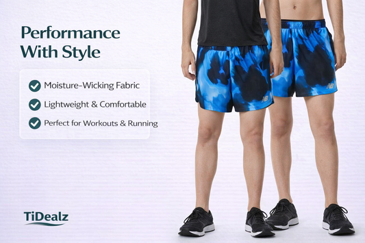 New Balance Men’s Running Shorts 5” Lined – Performance Training Shorts Moisture-Wicking (Blue/Black) | TiDealz New Balance