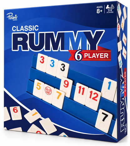 Point Games Rummy Cube 6-Player Rummy Cube Game with 146 Tiles & 6 Racks