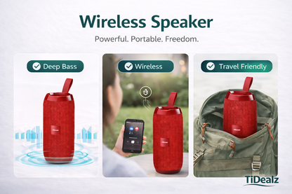 2Boom Jammin’ Wireless Portable Speaker Deep Bass Bluetooth 5.3 Travel Speaker Black Red | TiDealz 2Boom
