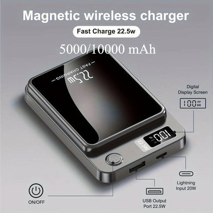 Power Bank 10000 mAh Portable Wireless Charger – 22.5W Fast Charging – Compatible with iPhone 16/15/14/13/12 & Android