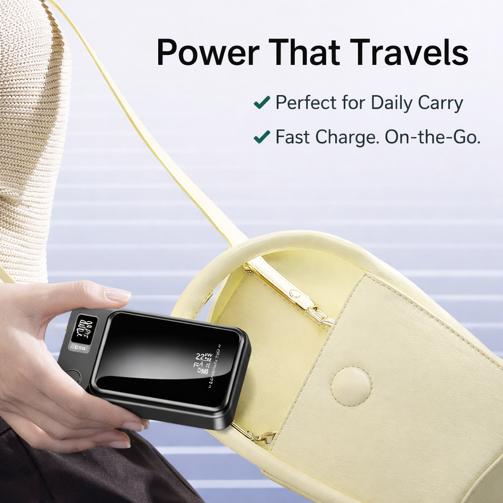 10000mAh Magnetic Power Bank – 22.5W Fast Charging Wireless Portable Charger USB-C | TiDealz TiDealz