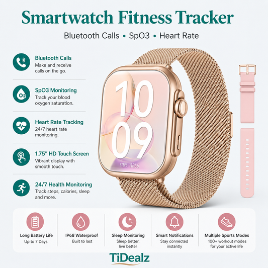 Smart Watch Bluetooth Call Fitness Tracker 5ATM Waterproof | TiDealz