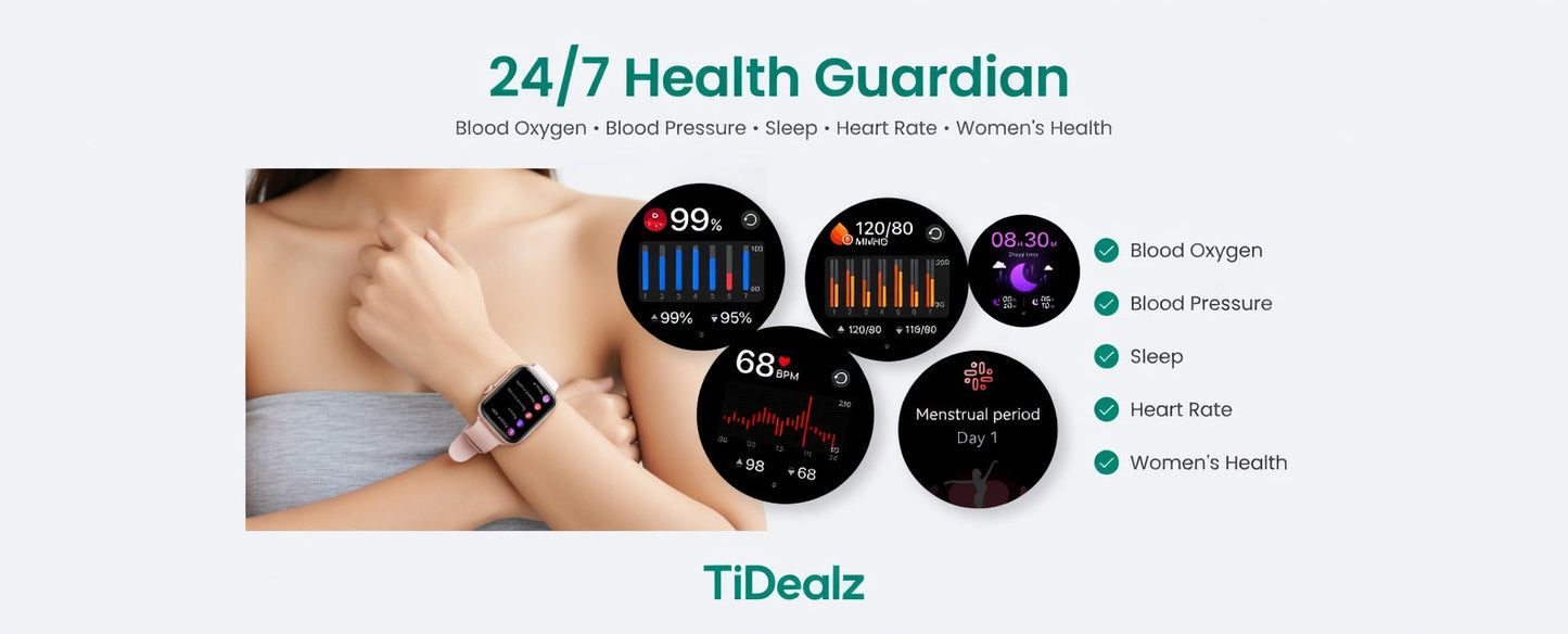 Smartwatch Bluetooth Call 1.85'' HD Fitness Tracker 120+ Sports Modes 5ATM Waterproof Gold Pink | TiDealz TiDealz