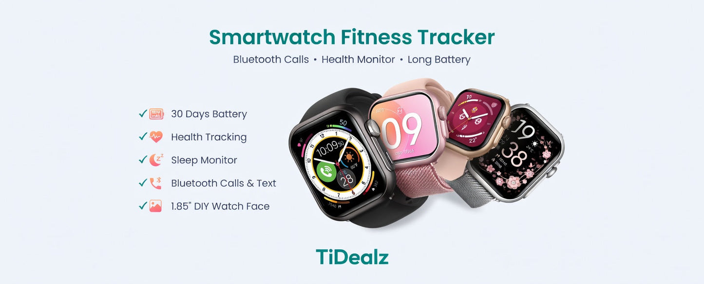 Smartwatch Bluetooth Call 1.85'' HD Fitness Tracker 120+ Sports Modes 5ATM Waterproof Gold Pink | TiDealz TiDealz