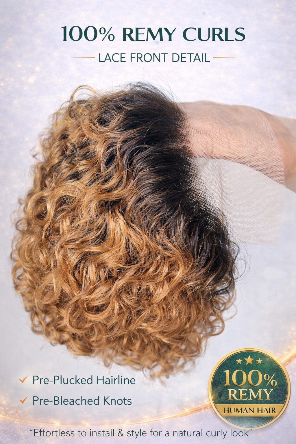 Short Curly Pixie Cut Lace Front Wig Human Hair – 13x1 Glueless Ombre Brown Wig (Pre-Plucked HD Lace) | TiDealz TiDealz