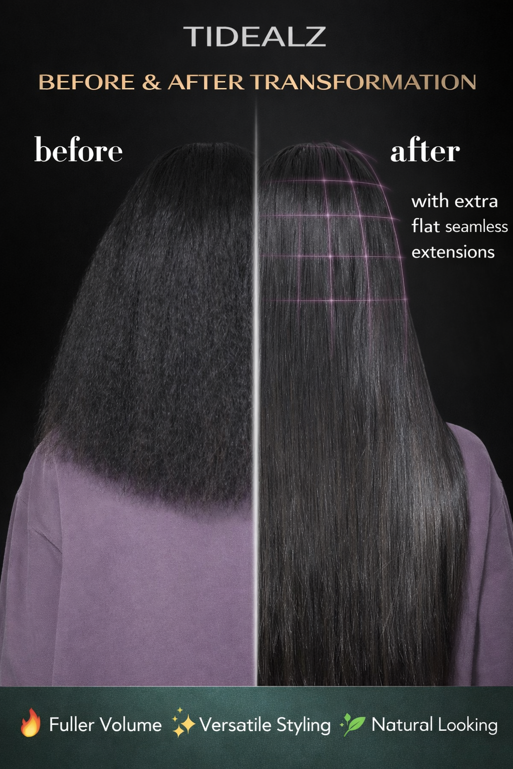 14 Inch Silky Straight Clip-In HACuman Hair Extensions – Remy Seamless PU Weft Natural Black (110g 6pcs) | TiDealz TiDealz