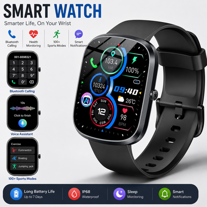 Smartwatch Bluetooth Call Fitness Tracker 100+ Sports Modes | TiDealz