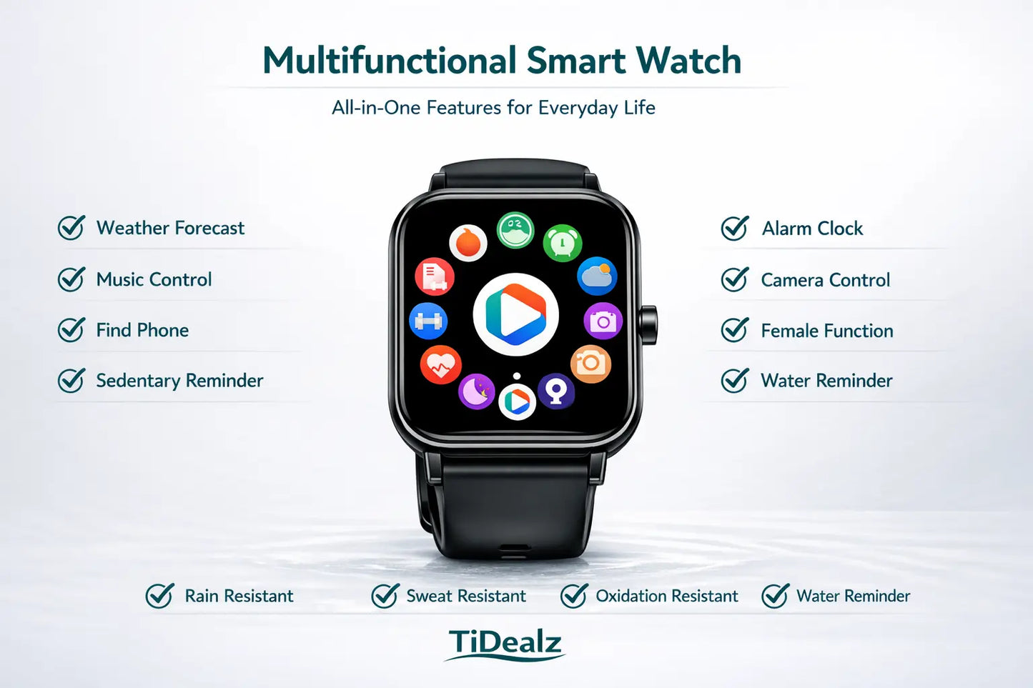 Smartwatch Bluetooth Call 1.85'' HD Fitness Tracker 120+ Sports Modes IP68 Android iPhone Black | TiDealz TiDealz