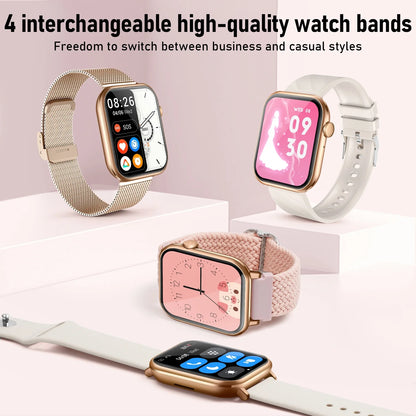 Smart Watch for Android & iPhone – 1.96" HD Display, Bluetooth Call, IP68 Waterproof (4 Bands Included) - TiDealz