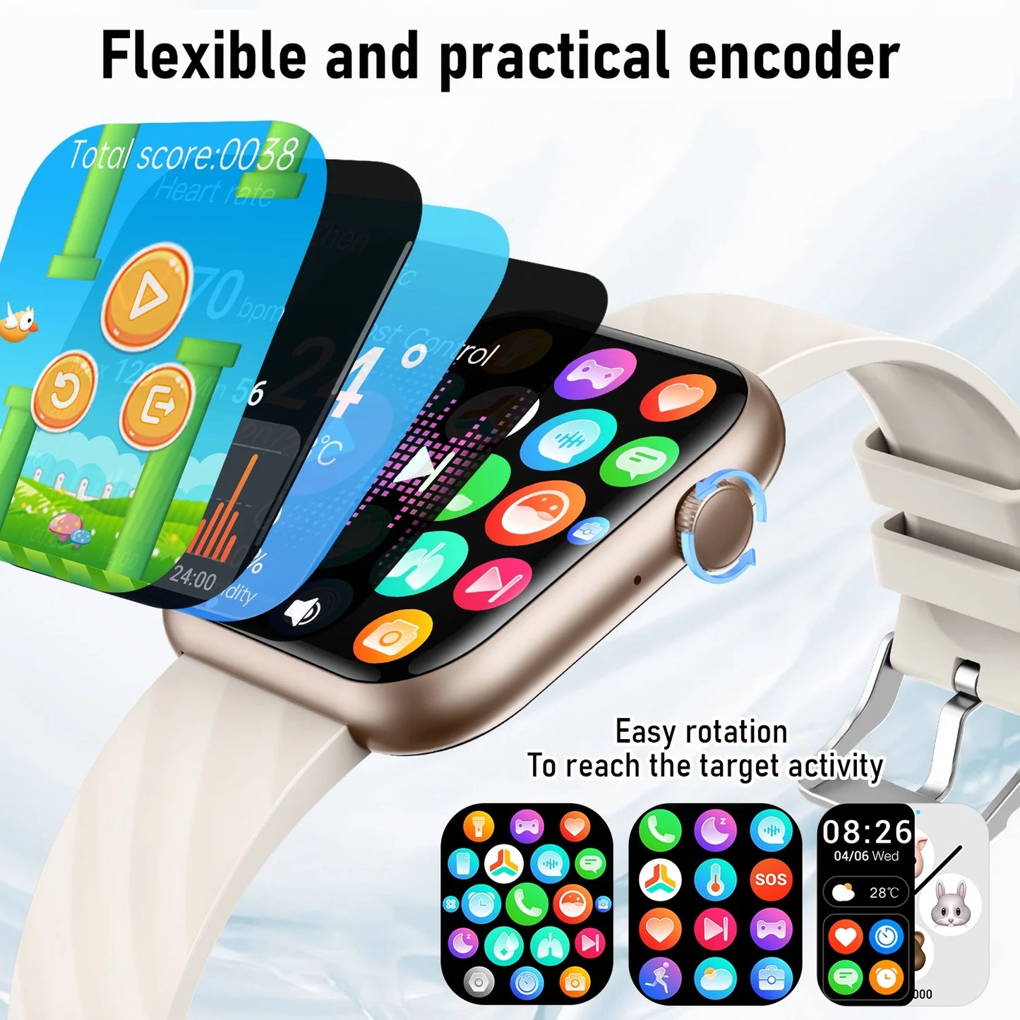 Smart Watch for Android & iPhone – 1.96" HD Display, Bluetooth Call, IP68 Waterproof (4 Bands Included) - TiDealz