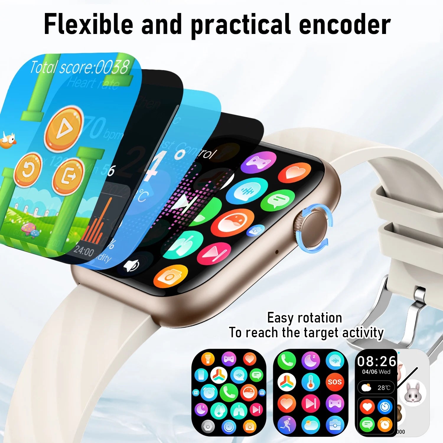 Smart Watch for Android & iPhone – 1.96" HD Display, Bluetooth Call, IP68 Waterproof (4 Bands Included) - TiDealz