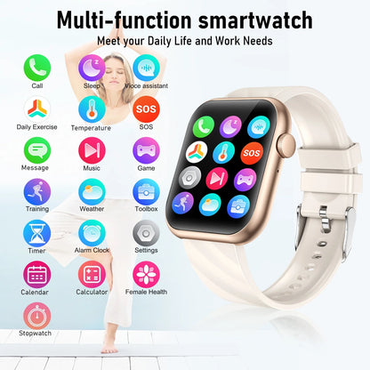 Smart Watch for Android & iPhone – 1.96" HD Display, Bluetooth Call, IP68 Waterproof (4 Bands Included) - TiDealz