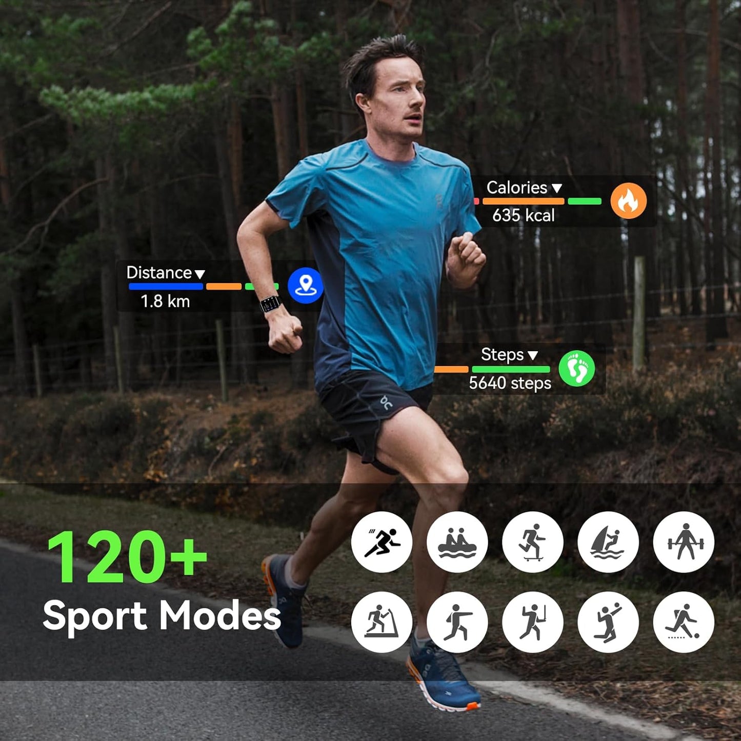 Smart Watch 1.85" for Men Women – Fitness & Lifestyle Tracker IP68 Waterproof (Black) - TiDealz