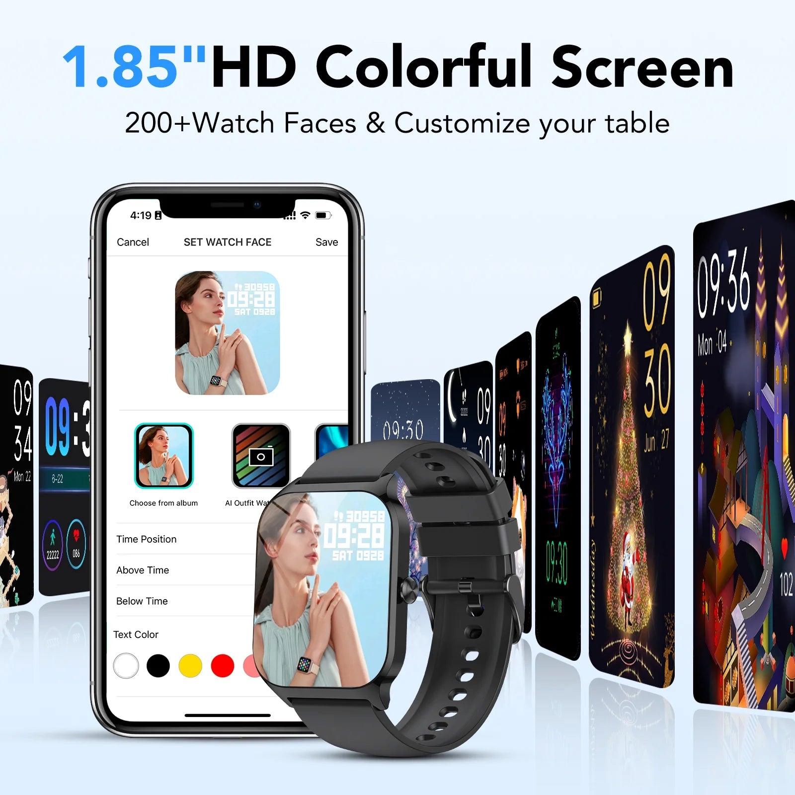 Smart Watch 1.85" for Men Women – Fitness & Lifestyle Tracker IP68 Waterproof (Black) - TiDealz