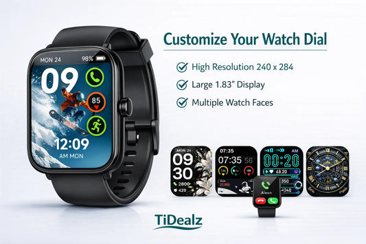 Smartwatch Alexa Built-in Bluetooth Call 1.83'' HD Fitness Tracker 120+ Sports Modes IP68 Black | TiDealz TiDealz